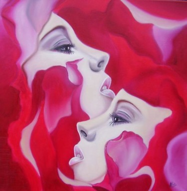 Painting titled "Bouquet de roses" by Alix, Original Artwork, Oil