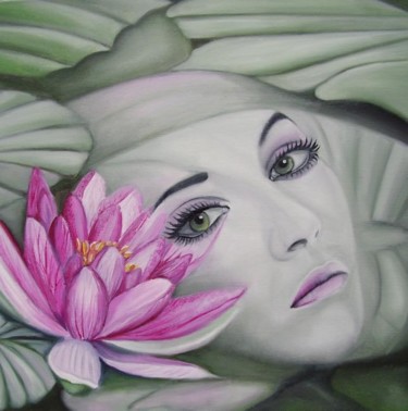 Peinture intitulée "Lotus flower" par Alix, Œuvre d'art originale, Huile