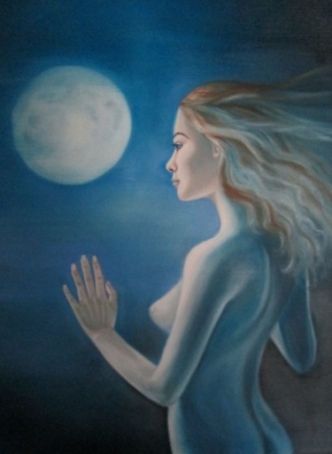 Peinture intitulée "Dream Moon" par Alix, Œuvre d'art originale, Huile