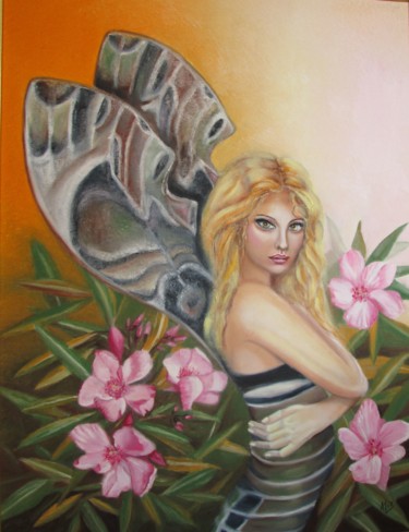 Painting titled "The sphinx oleander" by Alix, Original Artwork, Oil