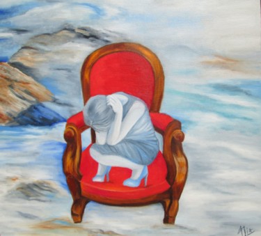 Peinture intitulée "The red armchair, a…" par Alix, Œuvre d'art originale, Huile