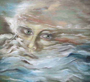 Peinture intitulée "La naufragée" par Alix, Œuvre d'art originale, Huile