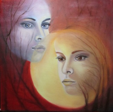 Pintura intitulada "Moon sisters." por Alix, Obras de arte originais, Óleo
