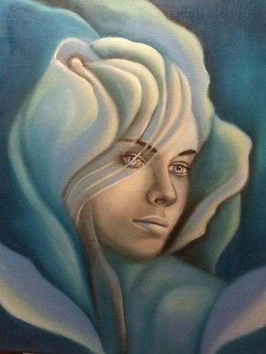 Peinture intitulée "Blue sadness" par Alix, Œuvre d'art originale, Huile