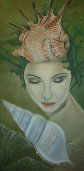 Painting titled "L'algue verte" by Alix, Original Artwork, Oil