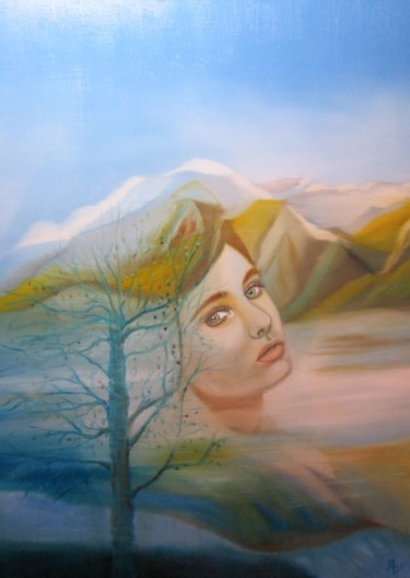 Painting titled "La dame du lac de L…" by Alix, Original Artwork, Oil