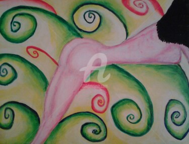 Картина под названием "Donna nuda" - Arduino Rossi, Подлинное произведение искусства, Акрил Установлен на Деревянная рама дл…