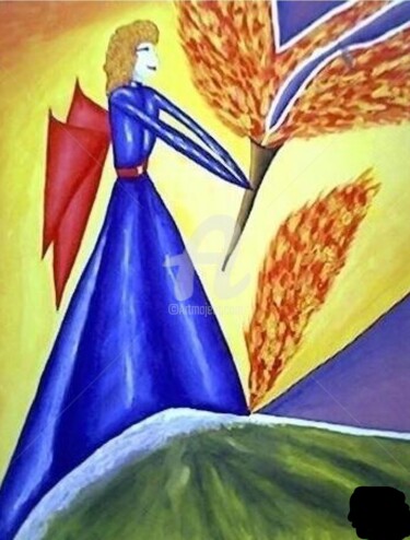 Pittura intitolato "La strega del fuoco" da Arduino Rossi, Opera d'arte originale, Acrilico Montato su Altro pannello rigido
