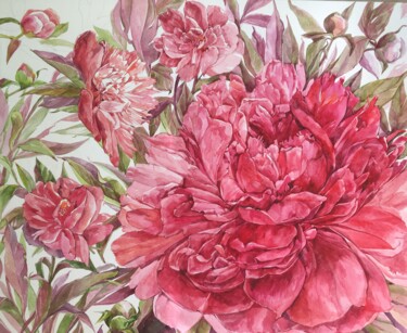 Картина под названием "Цветочная композици…" - Светлана Арефьева, Подлинное произведение искусства, Акварель