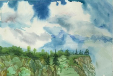 Malerei mit dem Titel "Зилим. Облака" von Svetlana Arefeva, Original-Kunstwerk, Aquarell