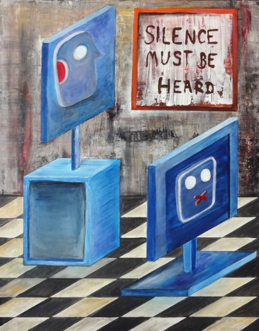 Peinture intitulée "Silence Must Be Hea…" par Arkadiusz Kulesza, Œuvre d'art originale, Acrylique