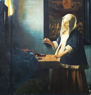 Painting titled "Woman Holding a Bal…" by Arkadiusz Pluta, Original Artwork, Oil