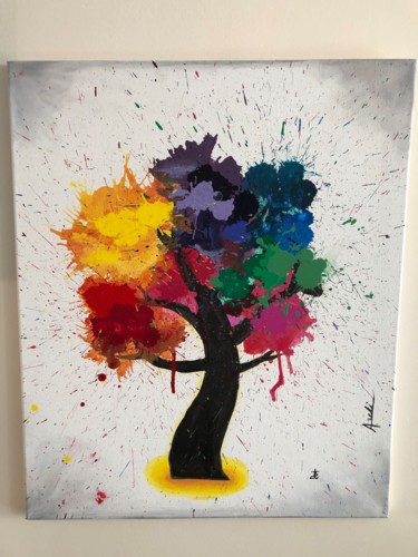 Painting titled "Árbol" by Yerba Leon, Original Artwork, Acrylic