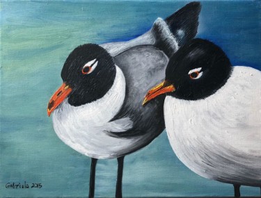 Картина под названием "Birds" - Yerba Leon, Подлинное произведение искусства, Масло