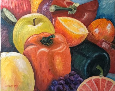 Painting titled "Vegetable" by Yerba Leon, Original Artwork, Oil