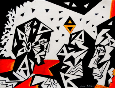 Desenho intitulada "Confrontation" por Aresina, Obras de arte originais, Acrílico Montado em Cartão