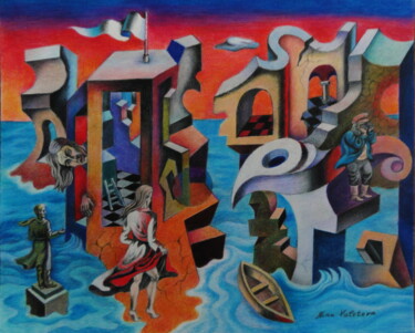 Dessin intitulée "Sunken City" par Aresina, Œuvre d'art originale, Crayon Monté sur Carton