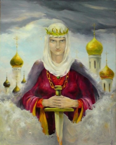 Картина под названием "Княгиня Ольга. Эсте…" - Ольга Мочалова, Подлинное произведение искусства, Масло