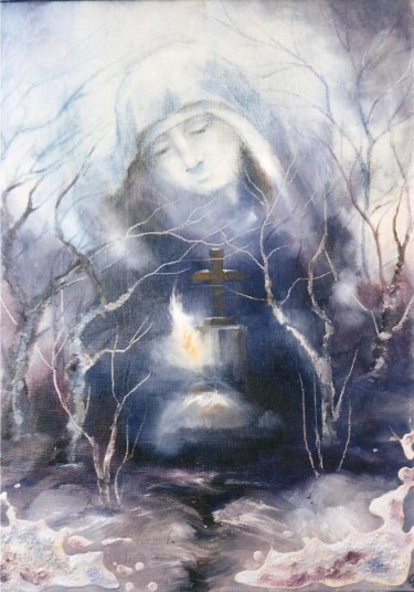 Картина под названием "Присутствие" - Ольга Мочалова, Подлинное произведение искусства, Масло