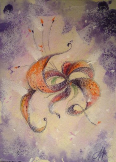 Картина под названием "Зимние мечты (оранж…" - Ольга Мочалова, Подлинное произведение искусства, Масло
