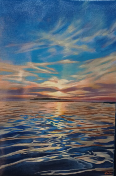 Malerei mit dem Titel "Sunset" von Areva, Original-Kunstwerk, Öl