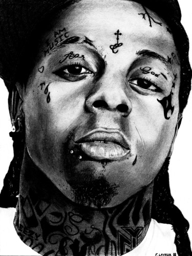 Dessin intitulée "Lil Wayne" par Areyoubush, Œuvre d'art originale, Autre