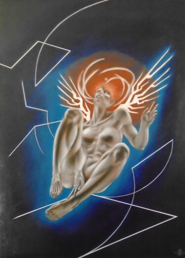 Painting titled "Desdivinización X" by Arfaxad, Original Artwork, Oil Mounted on Wood Stretcher frame