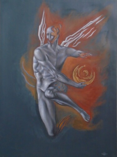 Painting titled "Desdivinización IV" by Arfaxad, Original Artwork, Oil