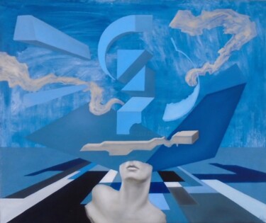 Painting titled "Ergo Sum III" by Arfaxad, Original Artwork, Oil Mounted on Wood Stretcher frame