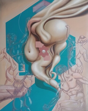 Pintura titulada "Polininfa  - Hipers…" por Arfaxad, Obra de arte original, Oleo Montado en Bastidor de camilla de madera
