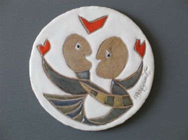 Sculpture titled "Duo" by Annick Argant, Original Artwork, Ceramics