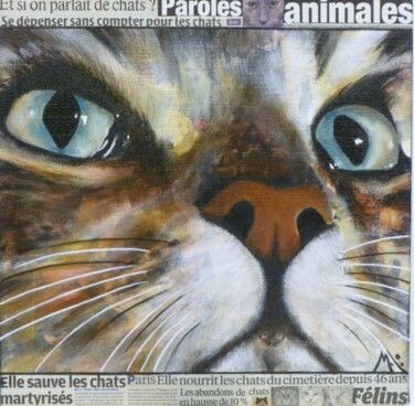 Painting titled "Chats" by Marina Argentini, Original Artwork, Acrylic