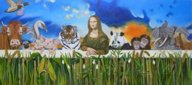 Déjeuner de famille au Louvre Peinture intitulée "Déjeuner de famille…" par Marina Argentini, Œuvre d'art originale, Acrylique