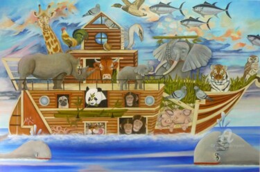 Painting titled "Voyage en mer" by Marina Argentini, Original Artwork, Acrylic