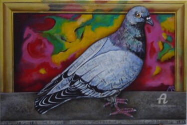 Ζωγραφική με τίτλο "Pigeons" από Marina Argentini, Αυθεντικά έργα τέχνης, Ακρυλικό