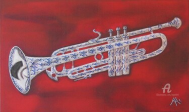 Peinture intitulée "Trompette de Delft" par Marina Argentini, Œuvre d'art originale