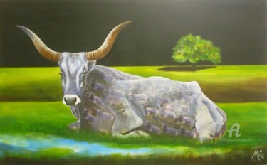 Картина под названием "Vache de Maremme" - Marina Argentini, Подлинное произведение искусства, Акрил