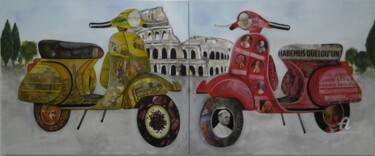Collages intitulée "Vacances romaines" par Marina Argentini, Œuvre d'art originale, Acrylique