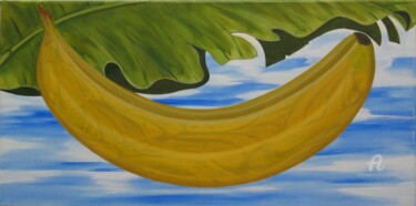 Painting titled "Pirogue" by Marina Argentini, Original Artwork, Acrylic Mounted on Wood Stretcher frame