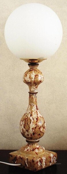 Sculpture titled "Lampe bilboquet" by Marina Argentini, Original Artwork, Wood