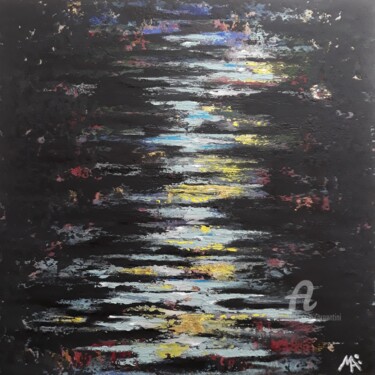 Painting titled "Crépuscule" by Marina Argentini, Original Artwork, Acrylic Mounted on Wood Stretcher frame