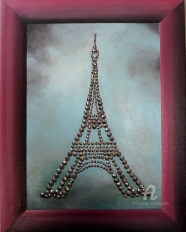 Peinture intitulée "Eiffel cloutée" par Marina Argentini, Œuvre d'art originale