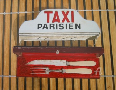 Peinture intitulée "Taxi parisien" par Marina Argentini, Œuvre d'art originale