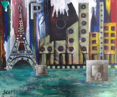 Collages intitulée "Paris et ND" par Marina Argentini, Œuvre d'art originale, Collages