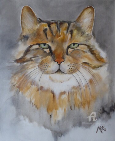 Painting titled "Chat" by Marina Argentini, Original Artwork, Acrylic