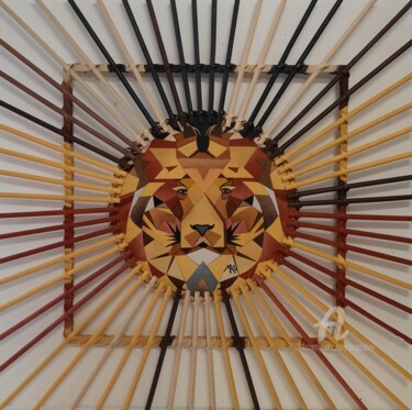 Schilderij getiteld "Le roi Lion" door Marina Argentini, Origineel Kunstwerk, Acryl