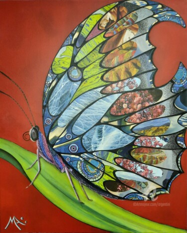 Collages getiteld "Papillon" door Marina Argentini, Origineel Kunstwerk, Collages