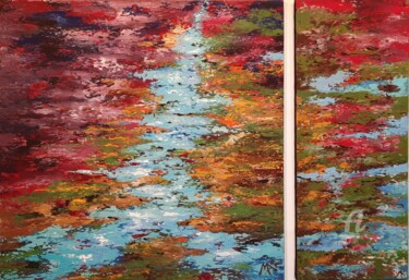 Peinture intitulée "Sérénité 1 et 2" par Marina Argentini, Œuvre d'art originale, Pigments Monté sur Châssis en bois