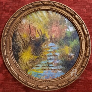 Pittura intitolato "Sous-bois en Savoie" da Marina Argentini, Opera d'arte originale, Acrilico Montato su Pannello di legno