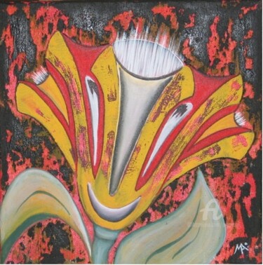 Malerei mit dem Titel "Fleur clown" von Marina Argentini, Original-Kunstwerk, Acryl
